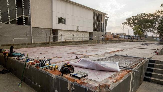 The old building's concrete slab will remain untouched until term ends. Picture: Jerad Williams