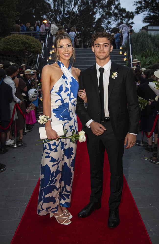 Cassandra Reinbott and partner Jono Hall arrive at The Glennie School formal at Picnic Point, Thursday, September 12, 2024. Picture: Kevin Farmer