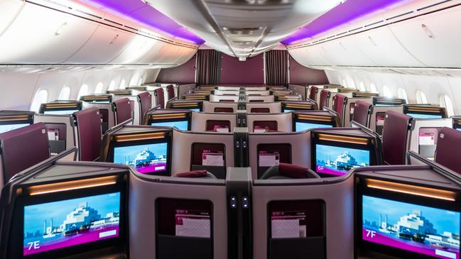 Qatar Airways business class seats.