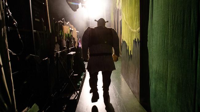 Shrek heads out on stage. Picture: Mark Stewart