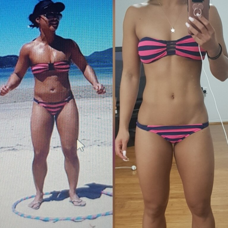 Michelle, from Sydney, went on to lose 6 per cent body fat, while gaining more muscle. Picture: Instagram/MichellePilao