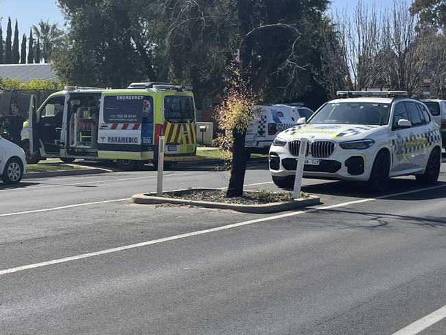 Police and ambulance at the scene of the accident on the corner of Ontario Ave and Eleventh St in the immediate aftermath. Picture: Stuart Kavanagh