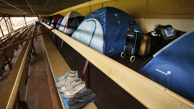 The oval turned into a tent city last winter after the number of homeless skyrocketed. Picture: David Caird