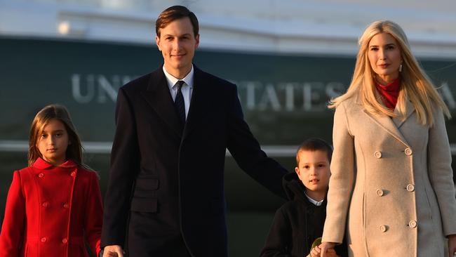 Ivanka Trump, with her husband Jared and their children Arabella and Joseph, could be planning a US Senate run. Picture: AFP