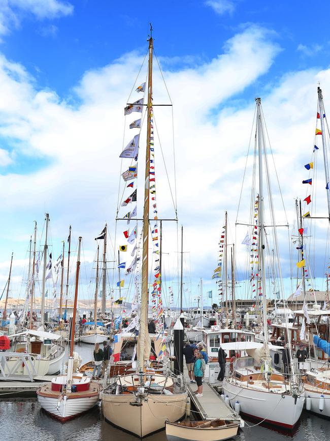 Boats at Hobart’s Kings Pier for the Australian Wooden Boat Festival. Picture: Nikki Davis-Jones