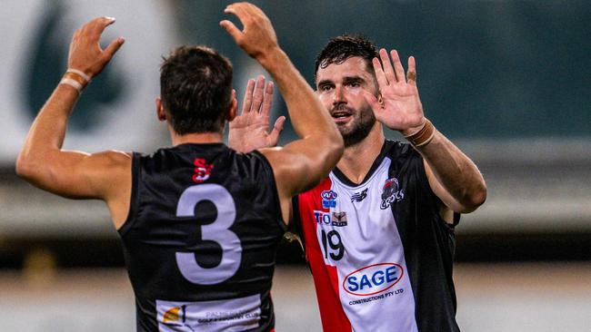 Jarrod Brander playing for Southern Districts in the 2024-25 NTFL season. Picture: Patch Clapp / AFLNT Media