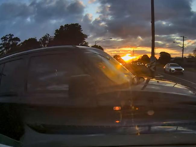 Footage of a sunset car crash in Oakleigh has people divided over who is to blame. Picture: Facebook