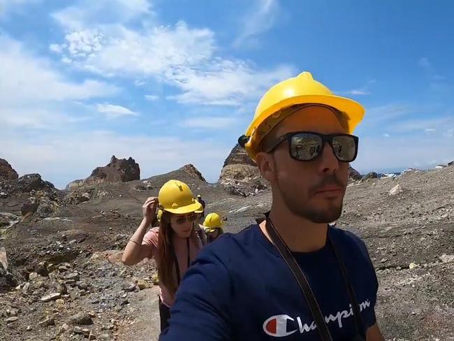 The clip shows tourists walking in the crater shortly before the eruption. Picture: Supplied