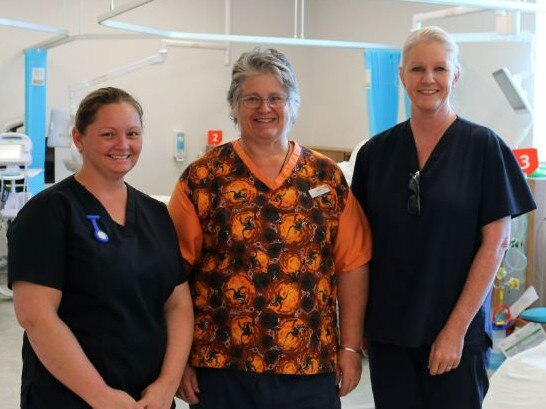 Kingaroy Hospital nurses (from left) Sarah Ross, Robyn Bailey and Trudy Bell look forward to seeing oncology patients soon at the hospital’s day therapy unit.