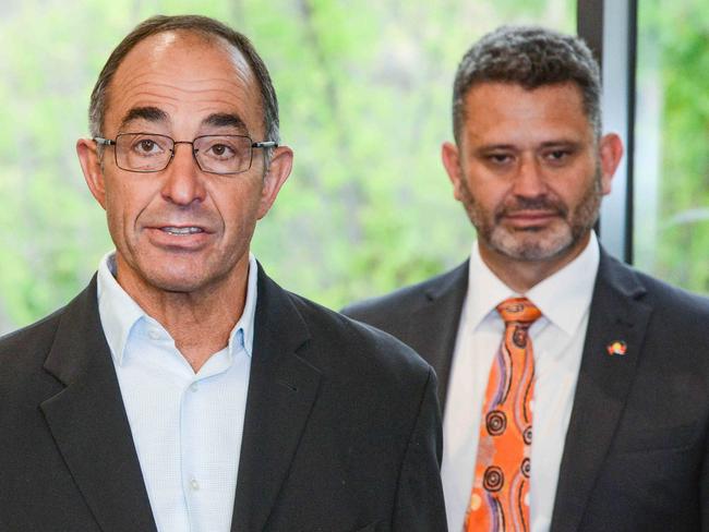 ADELAIDE, AUSTRALIA - NewsWire Photos FEBRUARY 2, 2023: Nunga Court Elder Aunty Yvonne Agius, South Australian Chief Justice Chris Kourakis and Attorney-General Kyam Maher. Picture: NCA NewsWire / Brenton Edwards