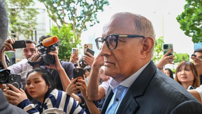 S. Iswaran leaves the Supreme Court in Singapore on Thursday. Picture: AFP