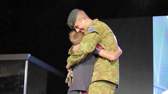 A screenshot of the moment Michael Anderson reunited with his son William. Picture: Contributed