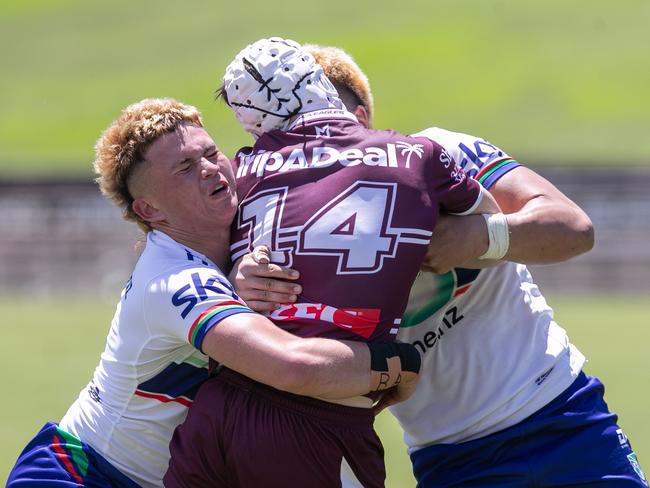 Boston Byrne is tackled by Tyson Hansen Picture: Julian Andrews