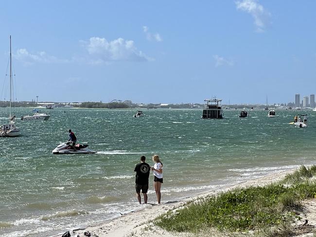 The waters of Wave Break Island on the Gold Coast, where a woman drowned on New Year’s Day. Picture: Kyle Wisniewski