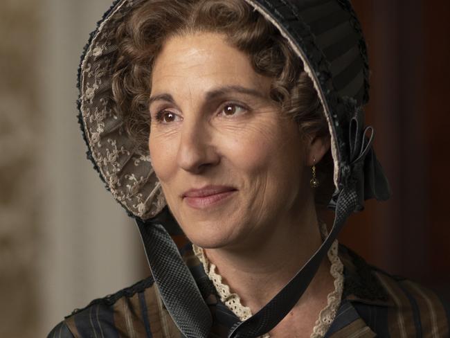 Tamsin Greig in a scene from the TV series Belgravia. Supplied by BBC Australia.