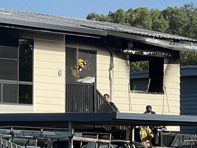 The second story of the Andergrove home remains after the fire ripped through the internals of the building