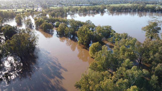 Drone footage of flooded areas around Dubbo. Picture: Jessie Robinson