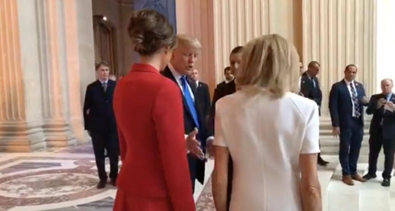 Trump Tells French First Lady She's 'In Such Good Shape' During Paris Visit. Credit - Emmanuel Macron via Storyful