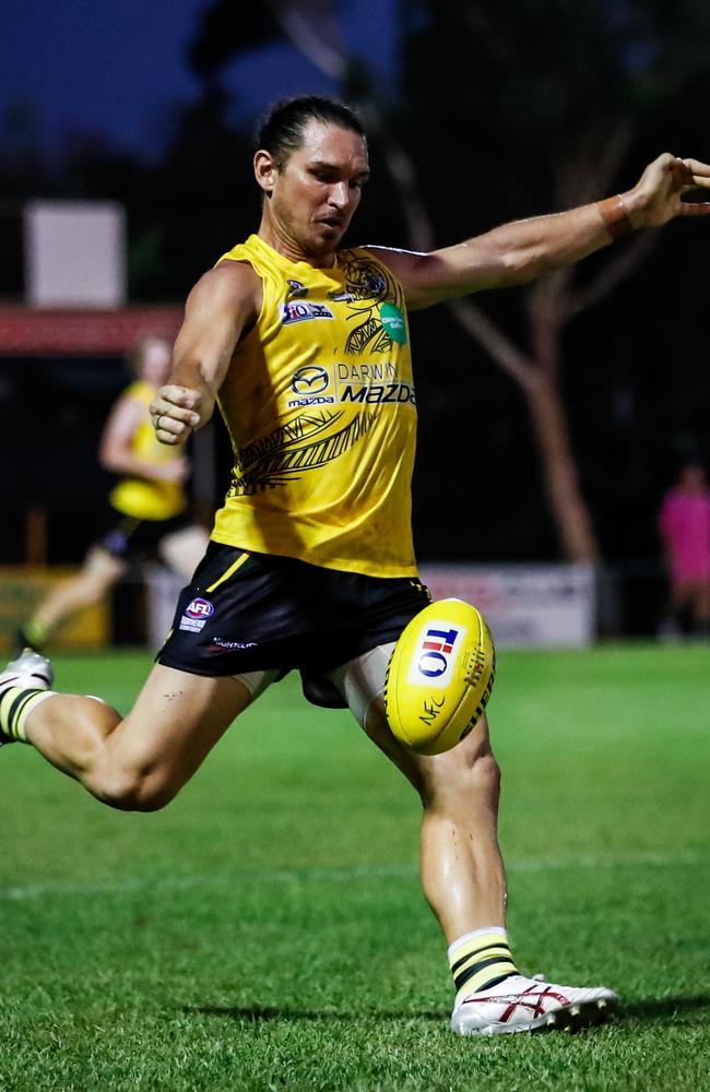 Nightcliff's Cam Ilett was given a send off in his last game at Nightcliff Oval. Picture: Celina Whan / AFLNT Media