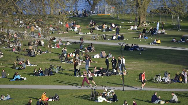 Stockholmers enjoying their freedom in April 2020. Picture: Anders Wiklund / TT News Agency via AFP