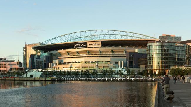 Ugly rail yards next to Etihad Stadium would be covered over with sporting ovals under a bold plan to provide a new park in the inner city. Photo: Visit Victoria