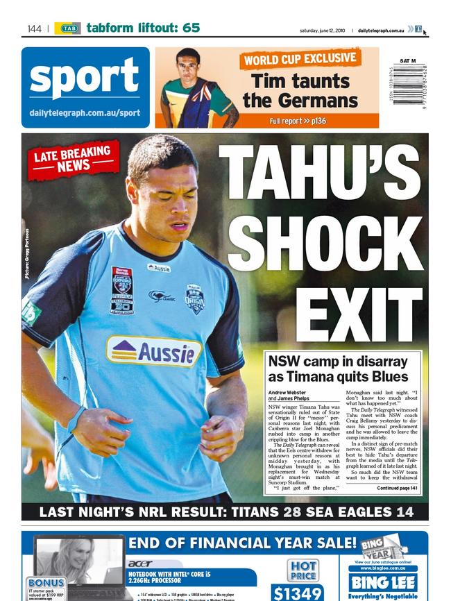 Tahu quits Blues camp.