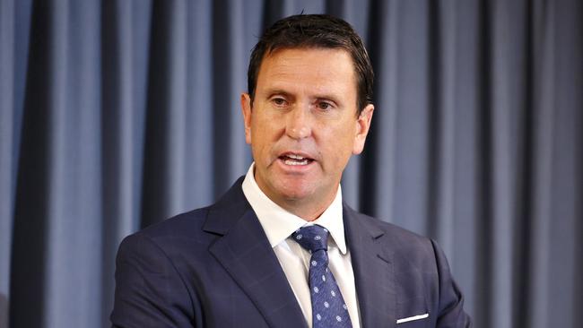 he new Queensland Shadow Minister for Police and Community Safety, Dan Purdie, during a news conference in Brisbane. Picture: NCA NewsWire/Tertius Pickard