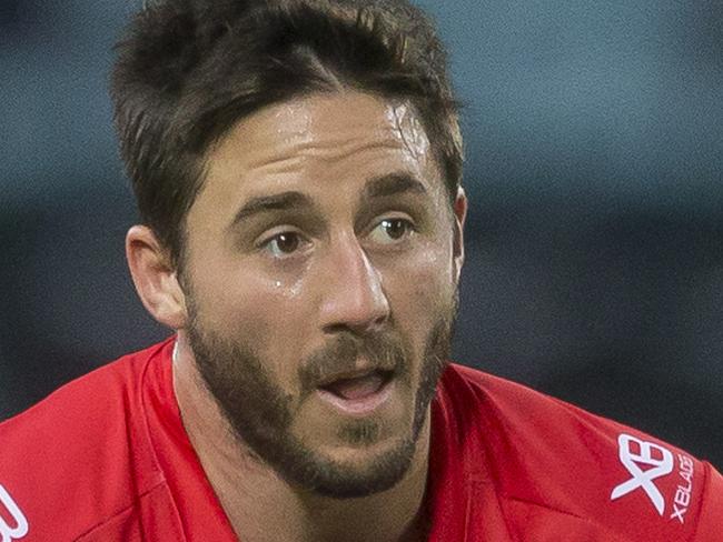 Ben Hunt of the Dragons during the Round 14 NRL match between the Canterbury-Bankstown Bulldogs and the St George-Illawarra Dragons at ANZ Stadium in Sydney, Monday, June 11, 2018. (AAP Image/Craig Golding) NO ARCHIVING, EDITORIAL USE ONLY