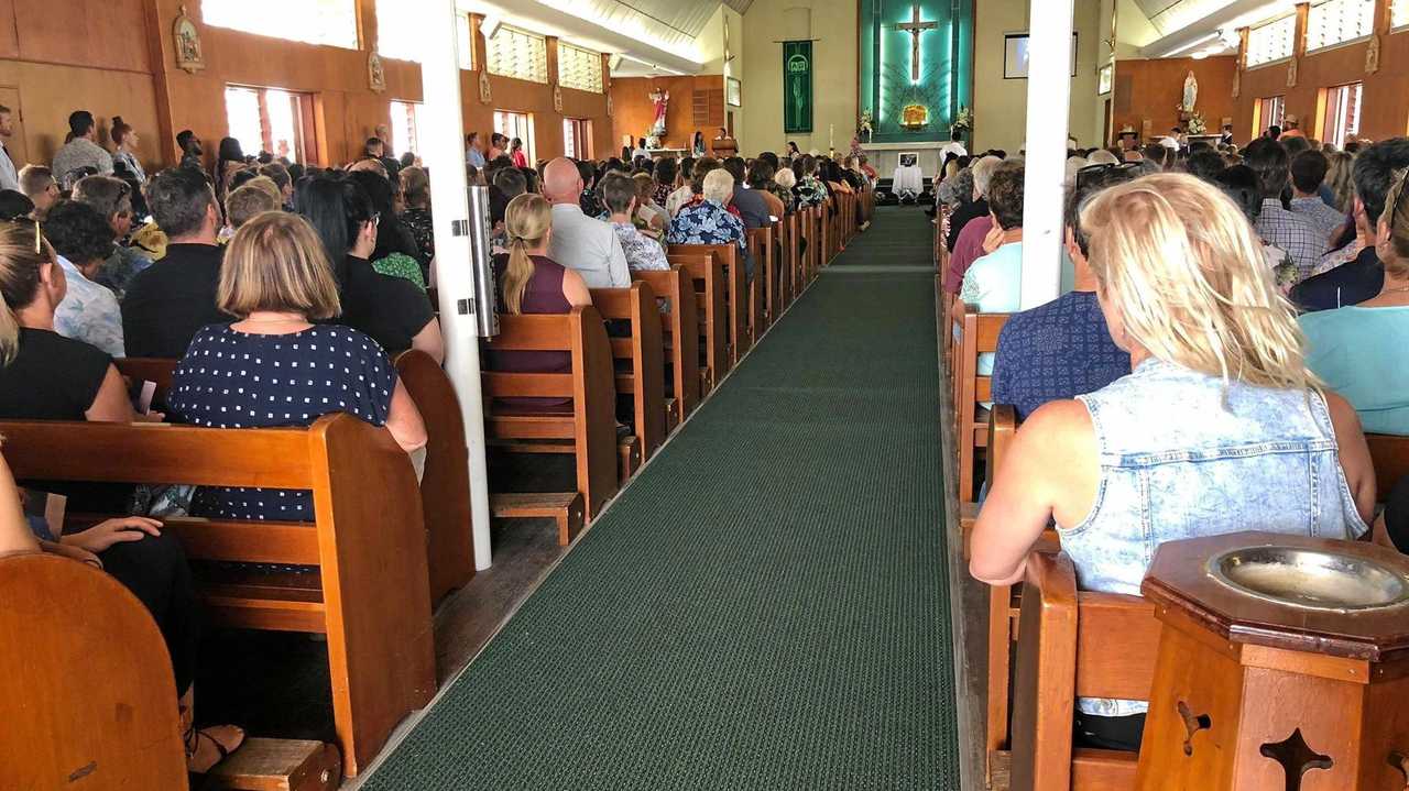 The St Francis Xavier Catholic Church was overflowing with people at Cory Geisler&#39;s celebration of life on November 9. Picture: Contributed