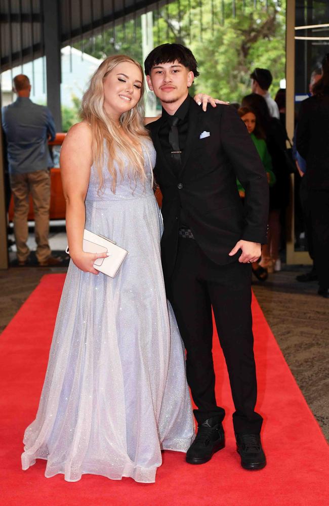 Kirbie and Qvarna at Caloundra State High School formal. Picture: Patrick Woods.