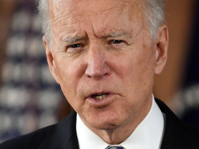 US President Joe Biden speaks during a listening session with Georgia Asian American and Pacific Islander community leaders at Emory University in Atlanta, Georgia on March 19, 2021. (Photo by Eric BARADAT / AFP)