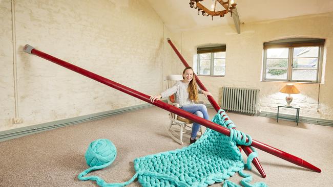 Betsy Bond claimed the largest knitting needles. Picture: Guinness World Records