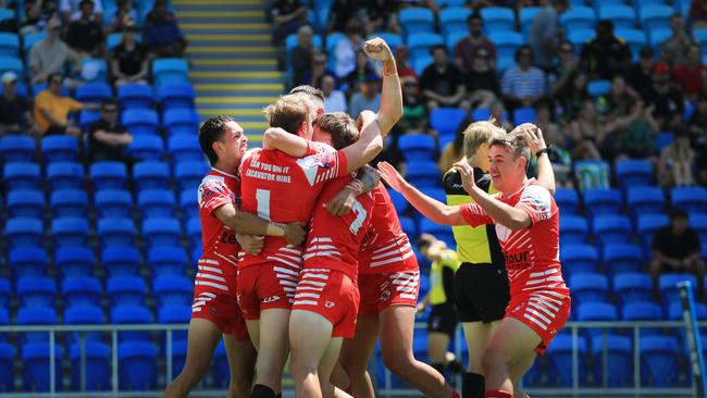 17th October 2020, Currumbin Under 18Ã•s celebrate winning the Gold Coast Rugby League Under 18Ã•s Grand Final played between against the Tugun Seahawks. Photo: Scott Powick News Corp