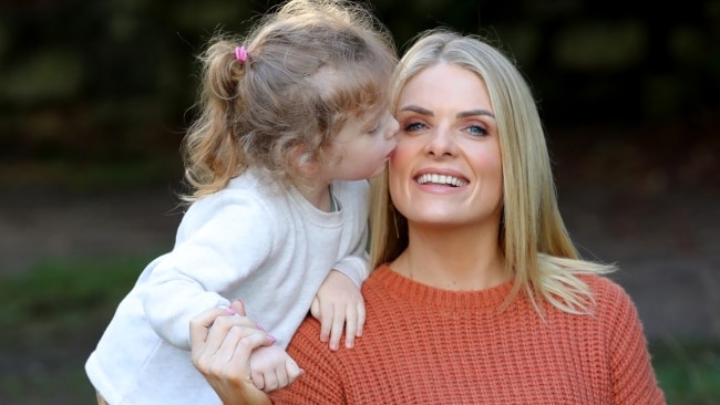 Erin Molan and her three-year-old daughter Eliza. Picture: Toby Zerna