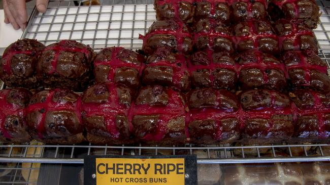 Bread Street bakery is selling new flavours of hot cross buns. Picture: Andy Brownbill