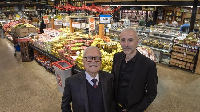 Nick Chapley and son Spero, who run award-winning Foodland Frewville. Let’s face it, that’s why people are moving to Frewville. Picture Roy VanDerVegt