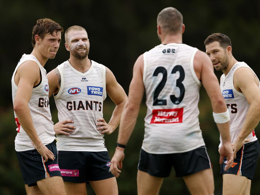 The Giants’ full-strength forward line got in on the action, with plenty of goals shared between them. Picture: Phil Hillyard