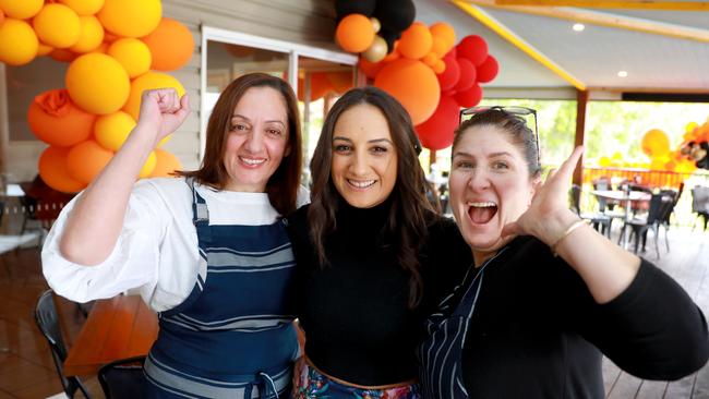 Larissa, with her mother Jeanette and aunt and Wild Pear owner Lorraine Solomon, are still in celebration mode. Picture: Angelo Velardo