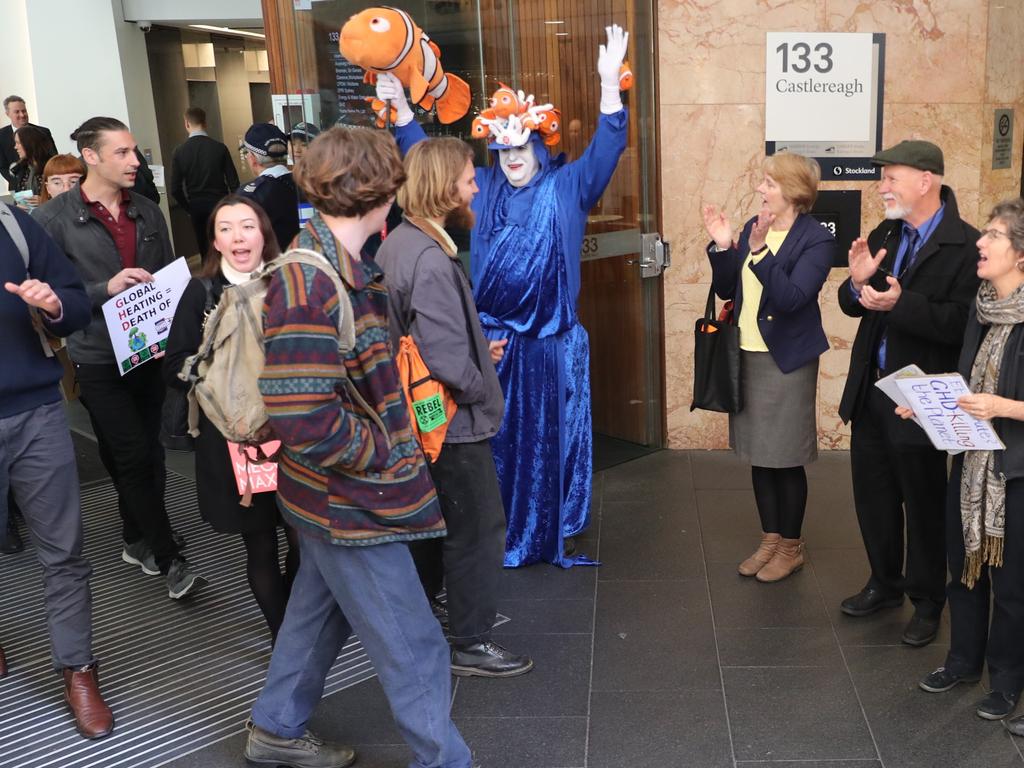 Protesters outside the Adani office at 133 Castlereagh street, Sydney. Picture: John Grainger