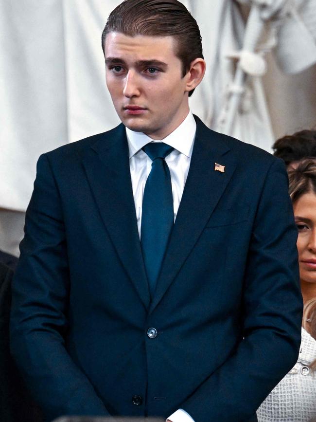 Barron was looking dapper as his Dad was sworn in. Picture: Kenny HOLSTON / POOL / AFP