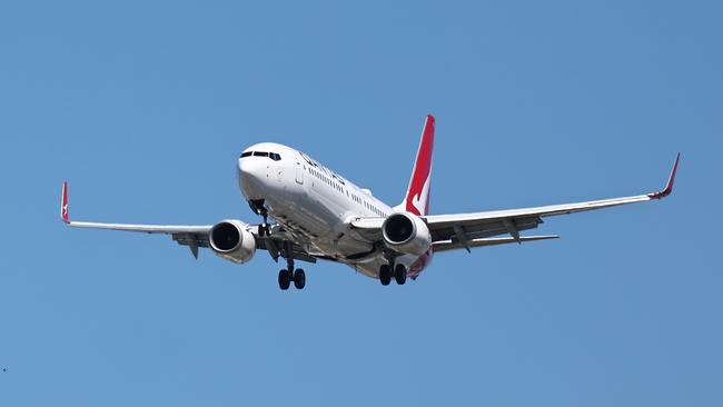 A Qantas commercial passenger jet plane. Picture: Brendan Radke