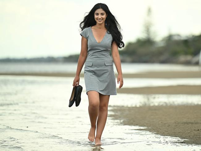 28/10/2024: Ariana Doolan, 22,  the newly elected LNP MP for Pumicestone, on the beach in front of her home in Beachmere, north of Brisbane. The electorate, which includes Bribie Island was one of the most hotly contested and aggressive contests in the state, with the unions attacking the young woman for living at home in a series of attack ads. pic: Lyndon Mechielsen / The Australian