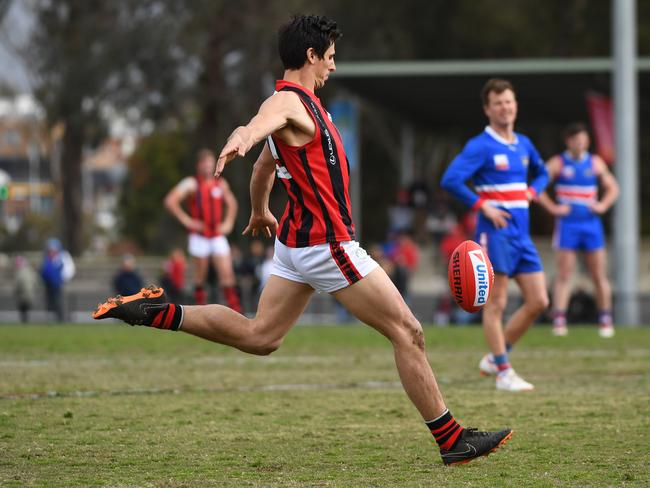 Jake Hammond of Blackburn is seen in action during the EFL Div 1 preliminary final at Bayswater Oval, Melbourne, Saturday, September 15, 2018.  Sth Croydon v Blackburn. (AAP Image/James Ross) NO ARCHIVING