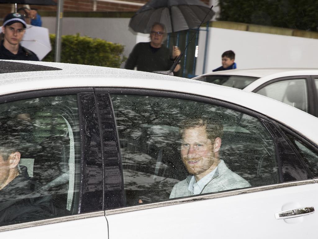 Prince Harry and Meghan Markle arrive at Admiralty House in Kirribilli, Sydney. Picture: Dylan Robinson