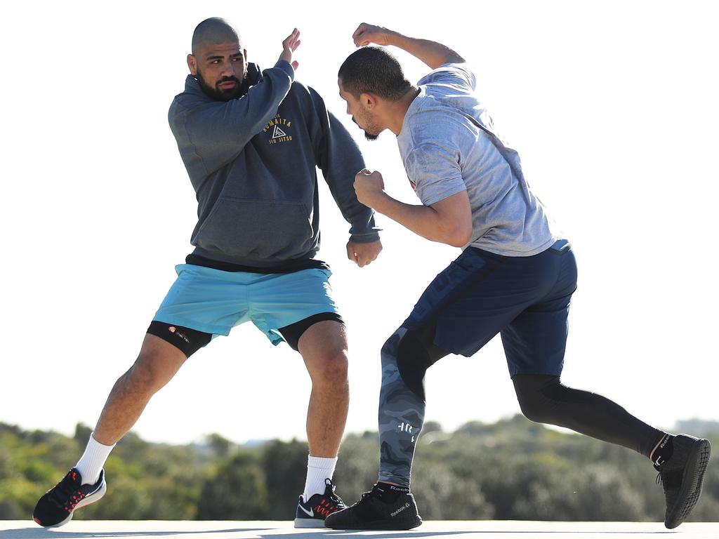 UFC fighter Rob Whittaker training at Wanda sand dunes, Cronulla. Picture: Brett Costello