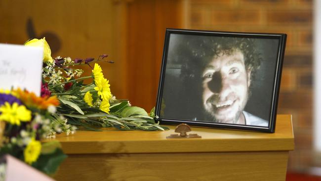 Friends and family attended the funeral of Ian Gal at the Nerang Uniting Church. Picture: Tertius Pickard