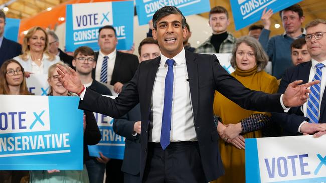 Prime Minister Rishi Sunak in Darlington, England, on Saturday. Picture: Getty Images