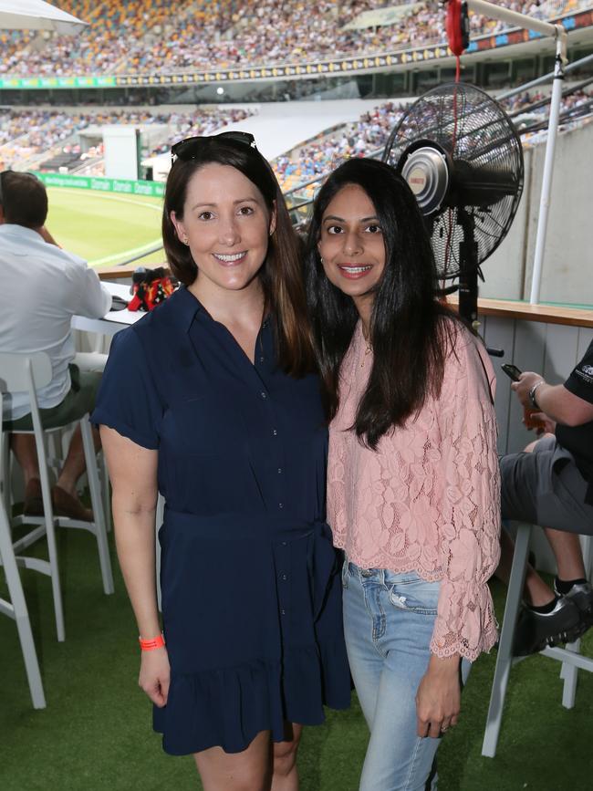 Socials at First Test, Australia v Pakistan at the Gabba. Stephanie De Vere and Manisha Pannu Thursday 21st November 2019 (AAP Image - Richard Waugh