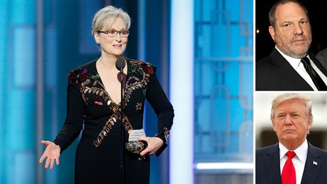 Meryl Streep was outspoken in her criticism of Donald Trump, but less vocal about Hollywood director Harvey Weinsten.