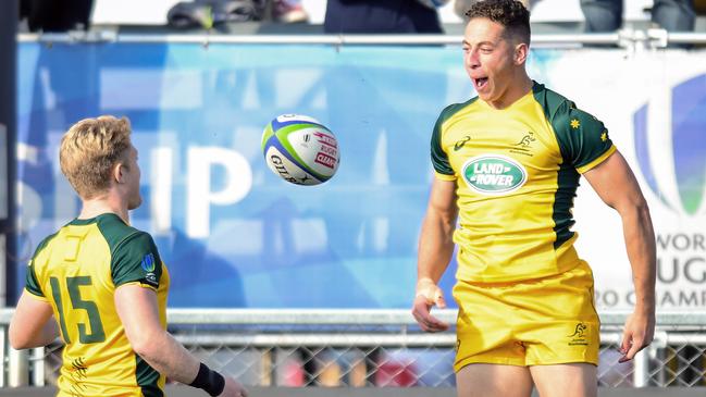 Mark Nawaqanitawase celebrates his try. Pic: Getty Images